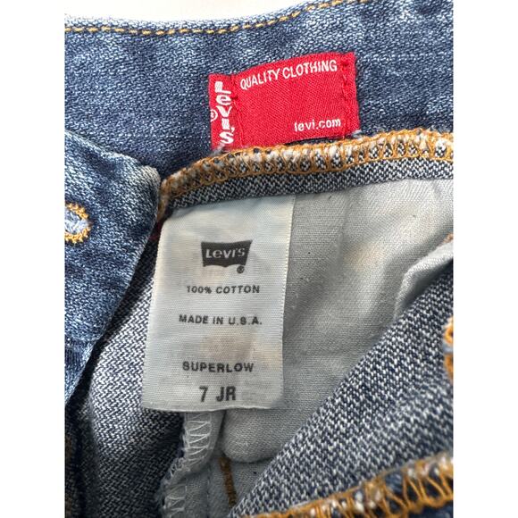 Vintage Levi’s Denim Skirt Superlow Made in USA Y2K zipper slit sides waist 33" - Picture 11 of 11